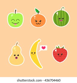Vector set of fruit emoji