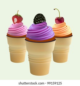 Vector set: fruit ice cream