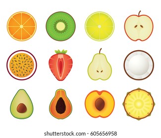 Vector set of fruit icon illustrations