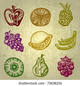 Vector set of fruit icons
