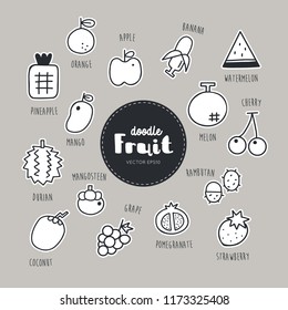 Vector set of fruit icons. Doodle. Simple illustration. Vector illustration. EPS 10.