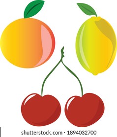 Vector set fruit icons simple art illustration stamp design.