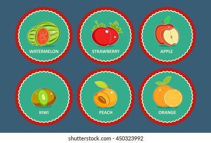 vector set of fruit labels