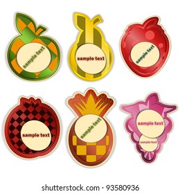 vector set - fruit labels on white background