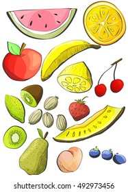 Vector set of fruits.
