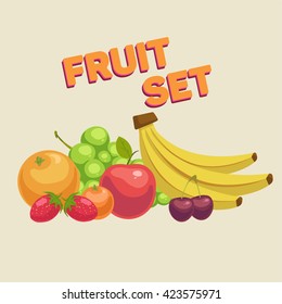 Vector set of fruits, all separated from one another