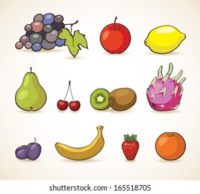 Vector set of fruits and berries