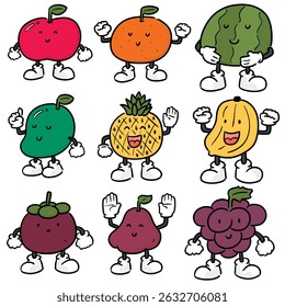 Vector conjunto de frutas de dibujos animados
