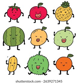 vector set of fruits cartoon
