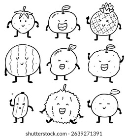 vector set of fruits cartoon