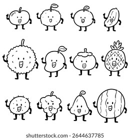 Vector conjunto de frutas de dibujos animados