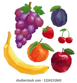 Vector set with fruits, geometric style. Векторная графика.