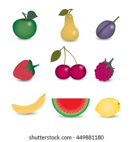 vector set of fruits on white background