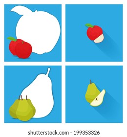 Vector Set Of Fruits With Space For Text