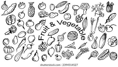 Vector set of fruits and vegetables 