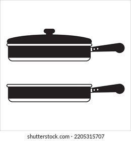 Vector Set Of Frying Pans Silhouettes Illustration Isolated On White Background