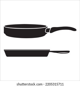 Vector Set Of Frying Pans Silhouettes Illustration Isolated On White Background