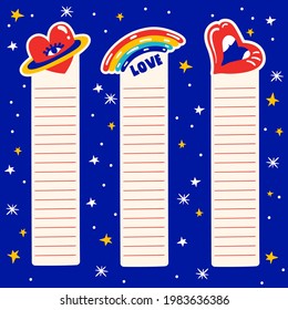 Vector Set of fun and colorful stickers, notepad template : Vector Illustration