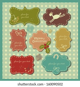 Vector set with a fun horse, viburnum, horseshoe and bows.
