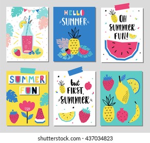 Vector set of fun Summer cards. 