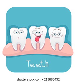 vector set of fun teeth for dentistry for dental pain and treatment