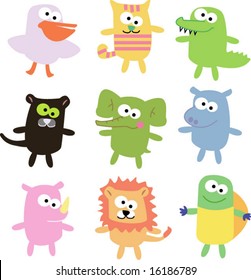 vector set of funny animals 07