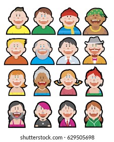 vector set of funny avatars for social networks men and women
