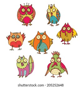 Vector set of funny birds