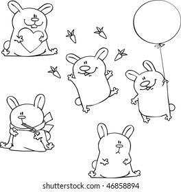 Vector set of funny bunny