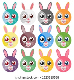 vector set of funny bunny emoticons
