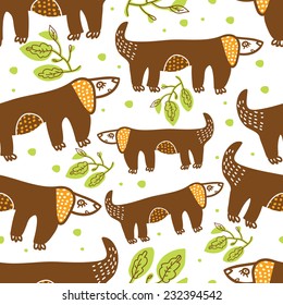 Vector set of funny cartoon dogs - illustration in flat style