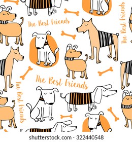 Vector set of funny cartoon dogs - illustration in flat style