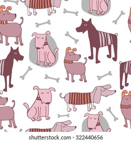 Vector set of funny cartoon dogs - illustration in flat style