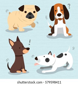 Vector set of funny cartoon dogs - illustration in flat style
