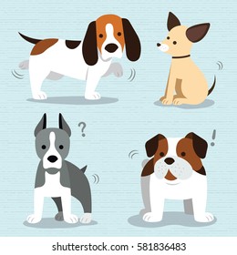 Vector set of funny cartoon dogs - illustration in flat style
