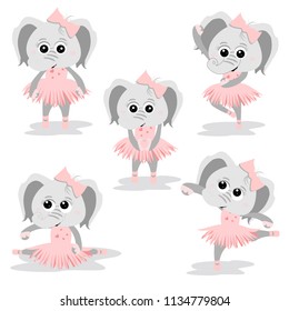 Vector set -Funny cartoon elephants