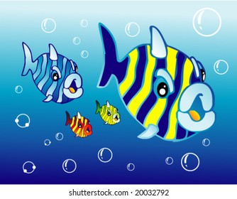 VECTOR Eine Reihe lustiger Cartoon-Fische