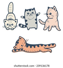 Vector set - funny cartoon kittens.