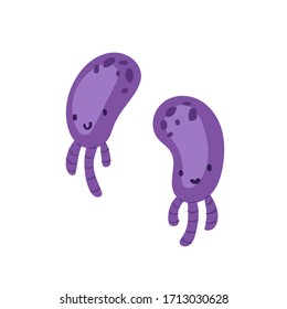 Vector set of funny cartoon virus, bacteria, germ, microbe or pathogen character. Emoticon monster of bacterial infection or illness in microbiology illustration isolated on white background