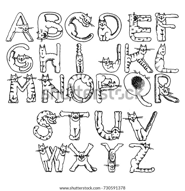 Vector Set Funny Cat Letters Alphabet Stock Vector (Royalty Free) 730591378