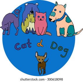 vector set of funny cats and dogs for pet shop design 