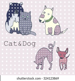 vector set of funny cats and dogs for pet shop, animal design 