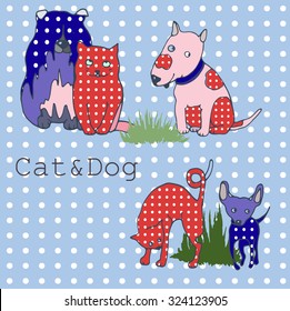 vector set of funny cats and dogs for pet shop, animal design 