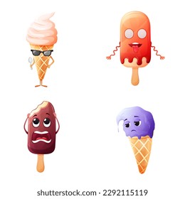 vector set funny character cartoon ice cream illustration