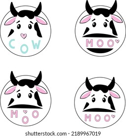 Vector set with funny cows emblems
