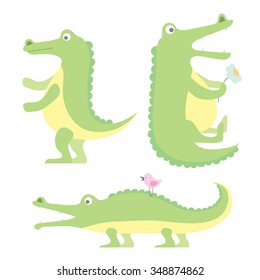 vector set with  funny crocodiles