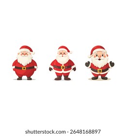Vector set of funny cute santa claus