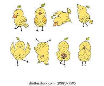 vector set of funny dancing birds
