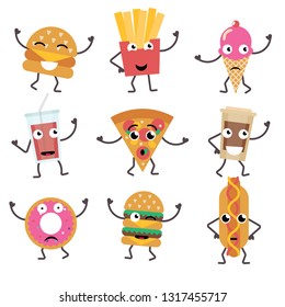 Similar Images, Stock Photos & Vectors of Set of funny fast food ...