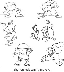 Vector set of funny kids